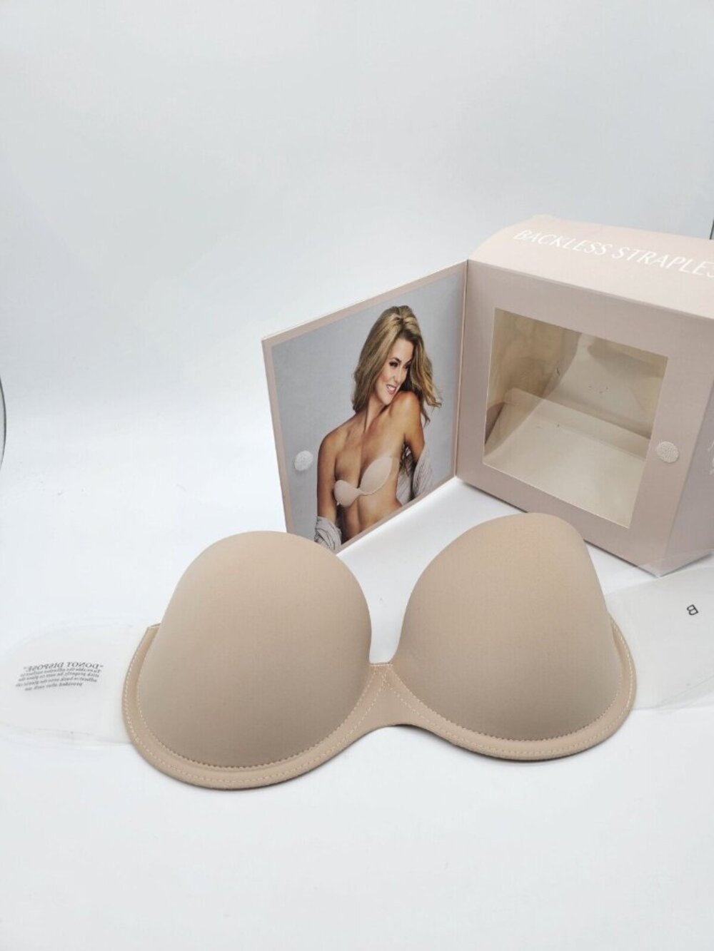 Fashion Forms Backless Strapless Bra Womens Size B Cup Beige Underwire Go Bare